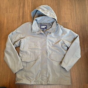 Lands' End Gray Hooded Rain Jacket